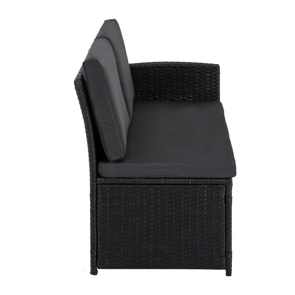 Ella 8-seater Modular Outdoor Garden Lounge and Dining Set with Table Stools in Black