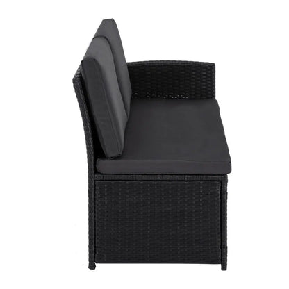 Ella 8-seater Modular Outdoor Garden Lounge and Dining Set with Table Stools in Black