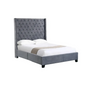 Ella Grey Velvet Winged Bed 180cm - King