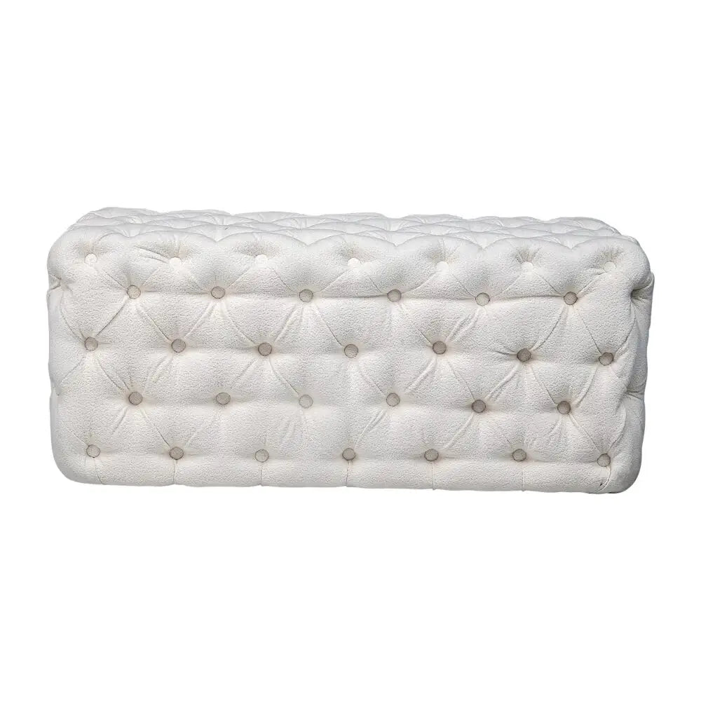 Elsa Tufted Ottoman Beach Boucle White-rectangular