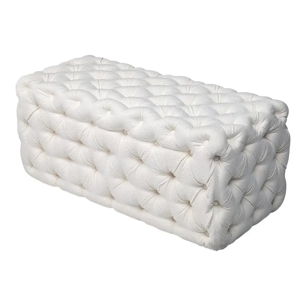 Elsa Tufted Ottoman Beach Boucle White-rectangular