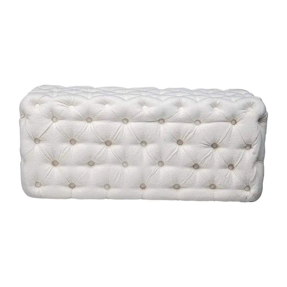 Elsa Tufted Ottoman Beach Boucle White-rectangular