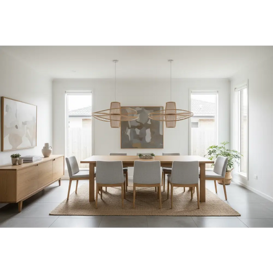 Elysian Breeze Double Natural Hand-woven Bamboo Wide Pendant Lamp Light