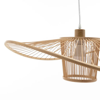 Elysian Breeze Natural Hand-woven Bamboo Wide Brim Pendant Lamp