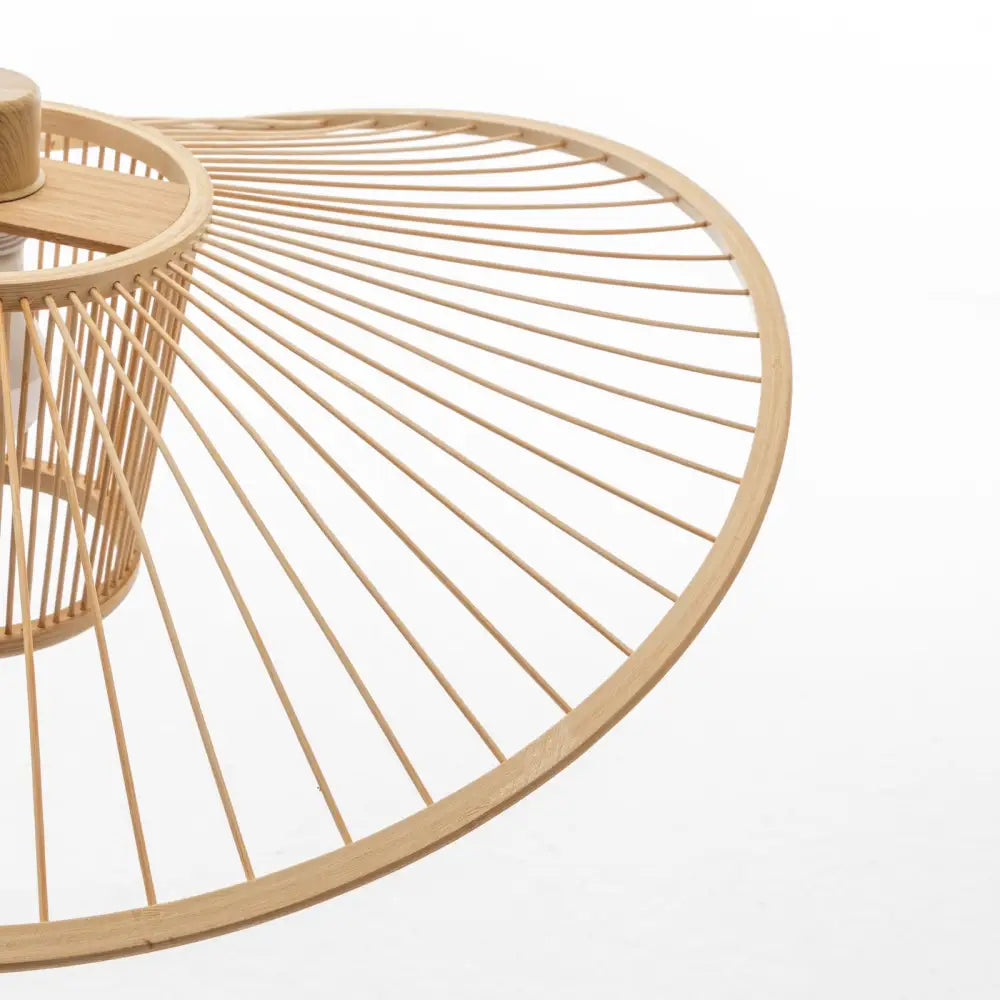 Elysian Breeze Natural Hand-woven Bamboo Wide Brim Pendant Lamp