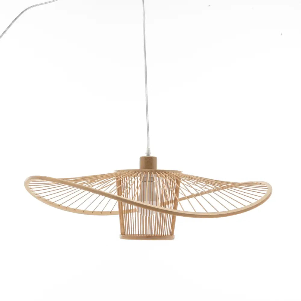 Elysian Breeze Natural Hand-woven Bamboo Wide Brim Pendant Lamp