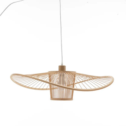 Elysian Breeze Natural Hand-woven Bamboo Wide Brim Pendant Lamp
