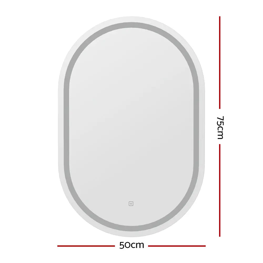 Embellir 2 Led Wall Mirror with Light 50x75cm Bathroom Decor Oval Mirrors Vanity