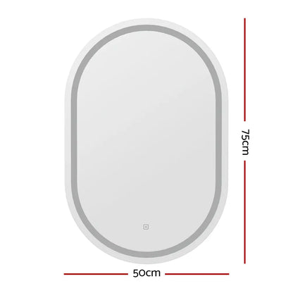 Embellir 2 Led Wall Mirror with Light 50x75cm Bathroom Decor Oval Mirrors Vanity