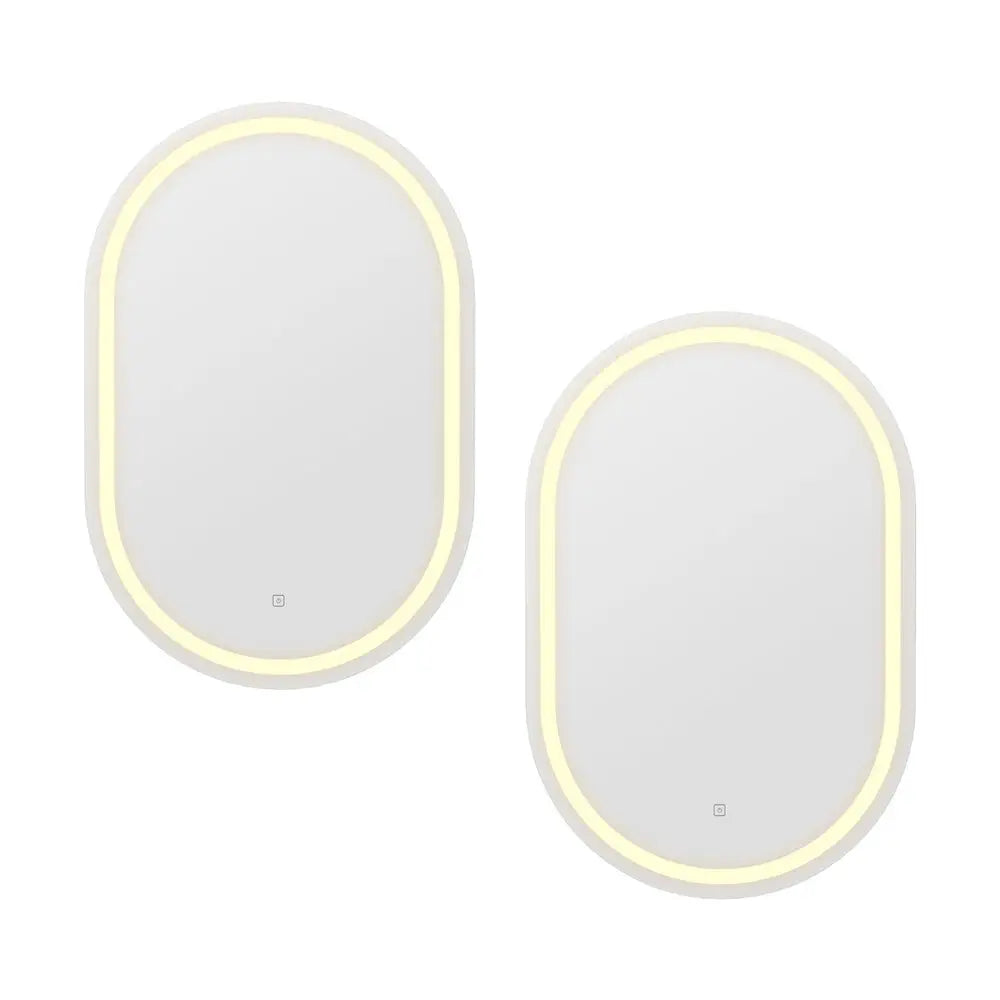 Embellir 2 Led Wall Mirror with Light 50x75cm Bathroom Decor Oval Mirrors Vanity