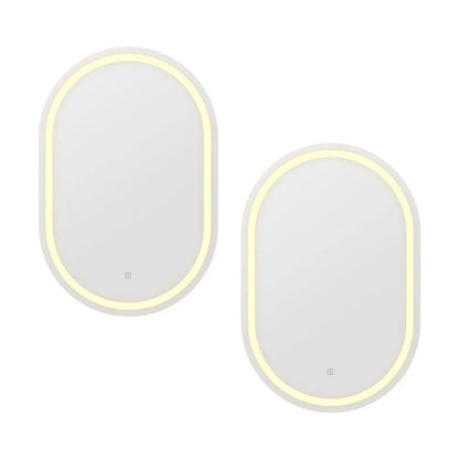 Embellir 2 Led Wall Mirror with Light 50x75cm Bathroom Decor Oval Mirrors Vanity