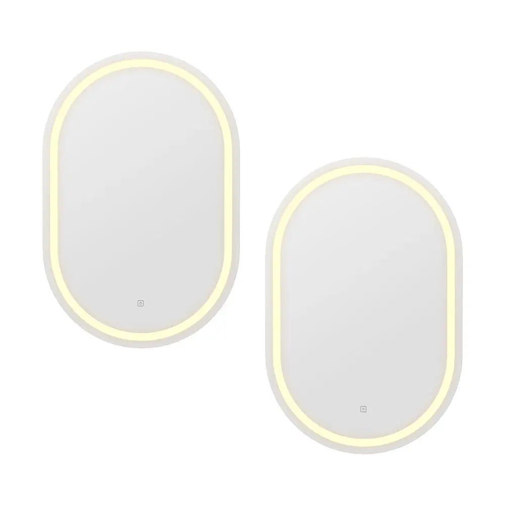 Embellir 2 Led Wall Mirror with Light 50x75cm Bathroom Decor Oval Mirrors Vanity