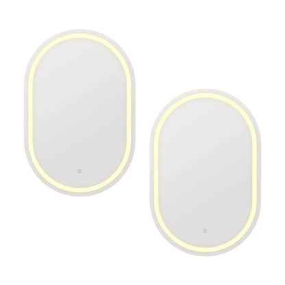 Embellir 2 Led Wall Mirror with Light 50x75cm Bathroom Decor Oval Mirrors Vanity