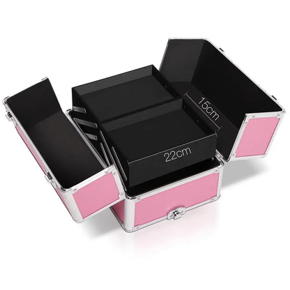 Embellir Makeup Case Beauty Trolley Cosmetic Organiser Box Travel Wheels Pink | Pink Silver Makeup Organizer Black