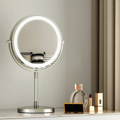 Embellir Makeup Mirror 20x20cm 10x Magnifying with Led Light Rotation Tabletop