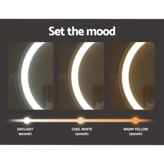 Embellir Makeup Mirror 20x20cm 10x Magnifying with Led Light Rotation Tabletop