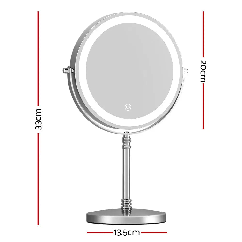 Embellir Makeup Mirror 20x20cm 10x Magnifying with Led Light Rotation Tabletop