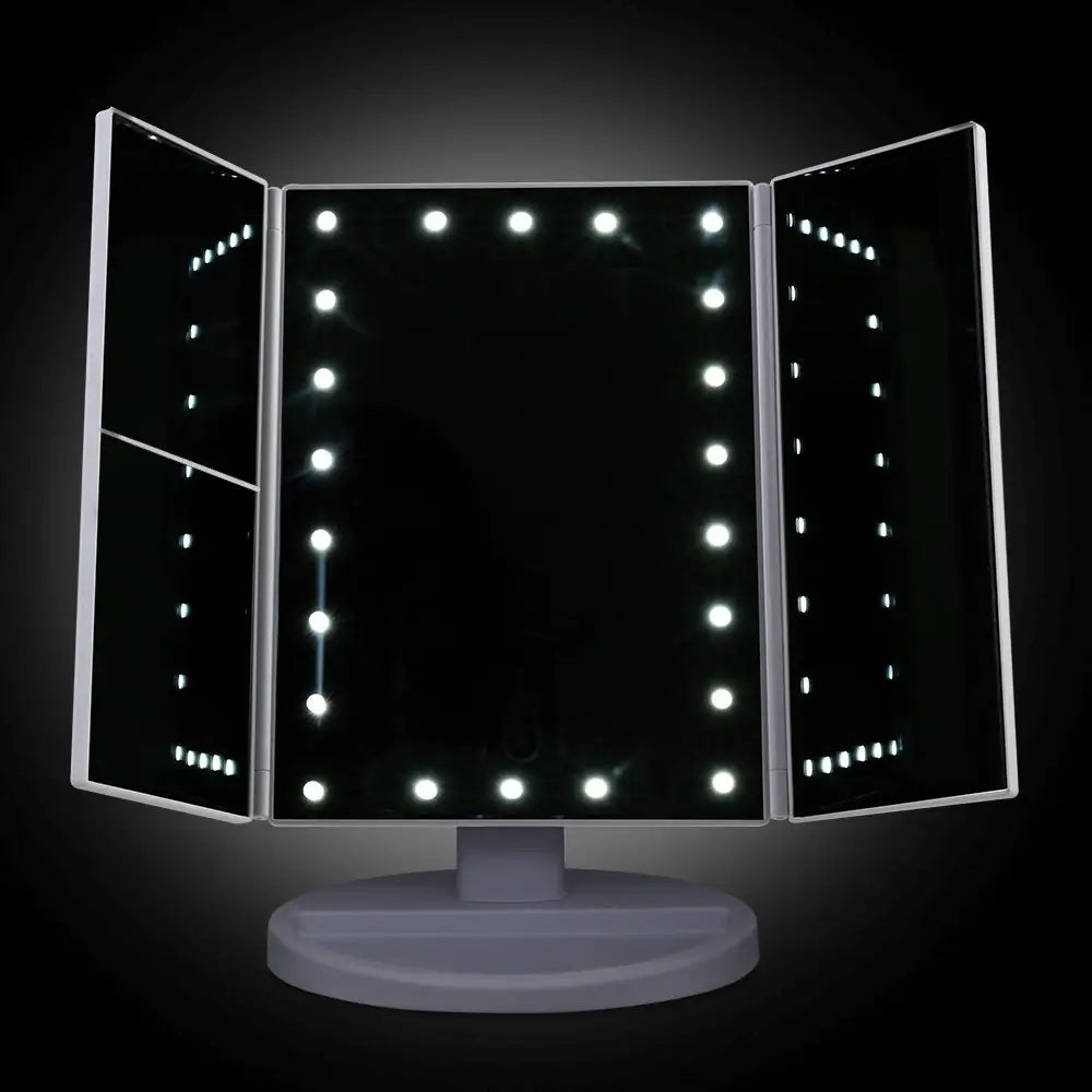 Embellir Tri-fold Makeup Mirror 1x2x3x Magnifying with Led Light Travel Portable