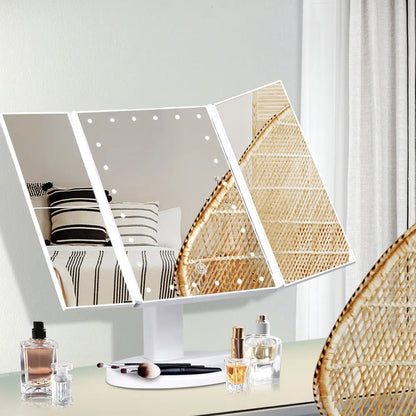 Embellir Tri-fold Makeup Mirror 1x2x3x Magnifying with Led Light Travel Portable