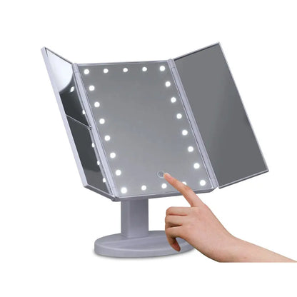 Embellir Tri-fold Makeup Mirror 1x2x3x Magnifying with Led Light Travel Portable