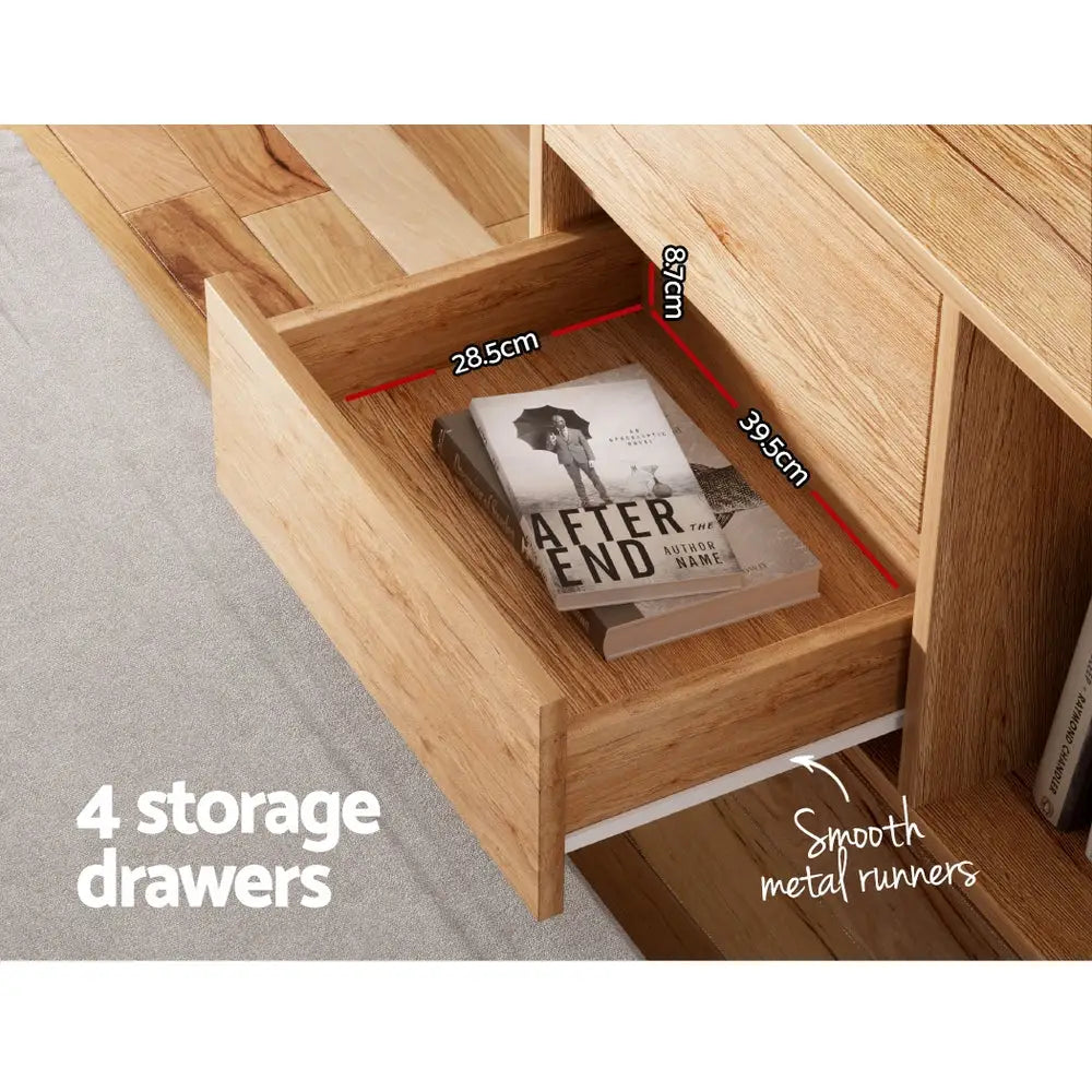 Entertainment Unit Stand Tv Cabinet Storage Drawer Shelf 180cm Wooden
