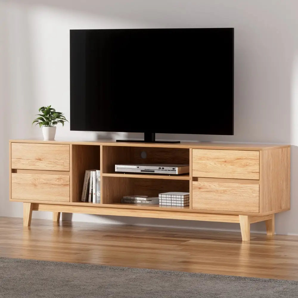 Entertainment Unit Stand Tv Cabinet Storage Drawer Shelf 180cm Wooden