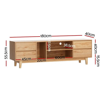 Entertainment Unit Stand Tv Cabinet Storage Drawer Shelf 180cm Wooden