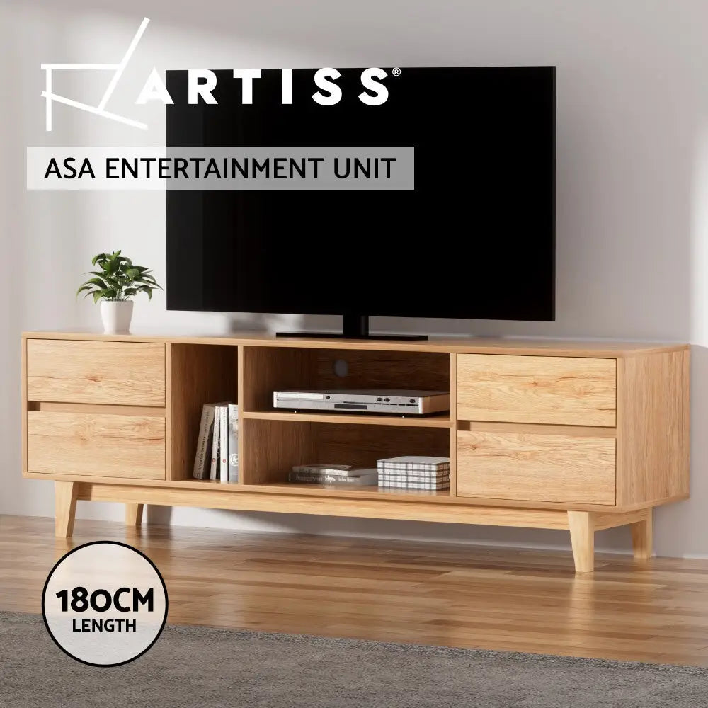 Entertainment Unit Stand Tv Cabinet Storage Drawer Shelf 180cm Wooden