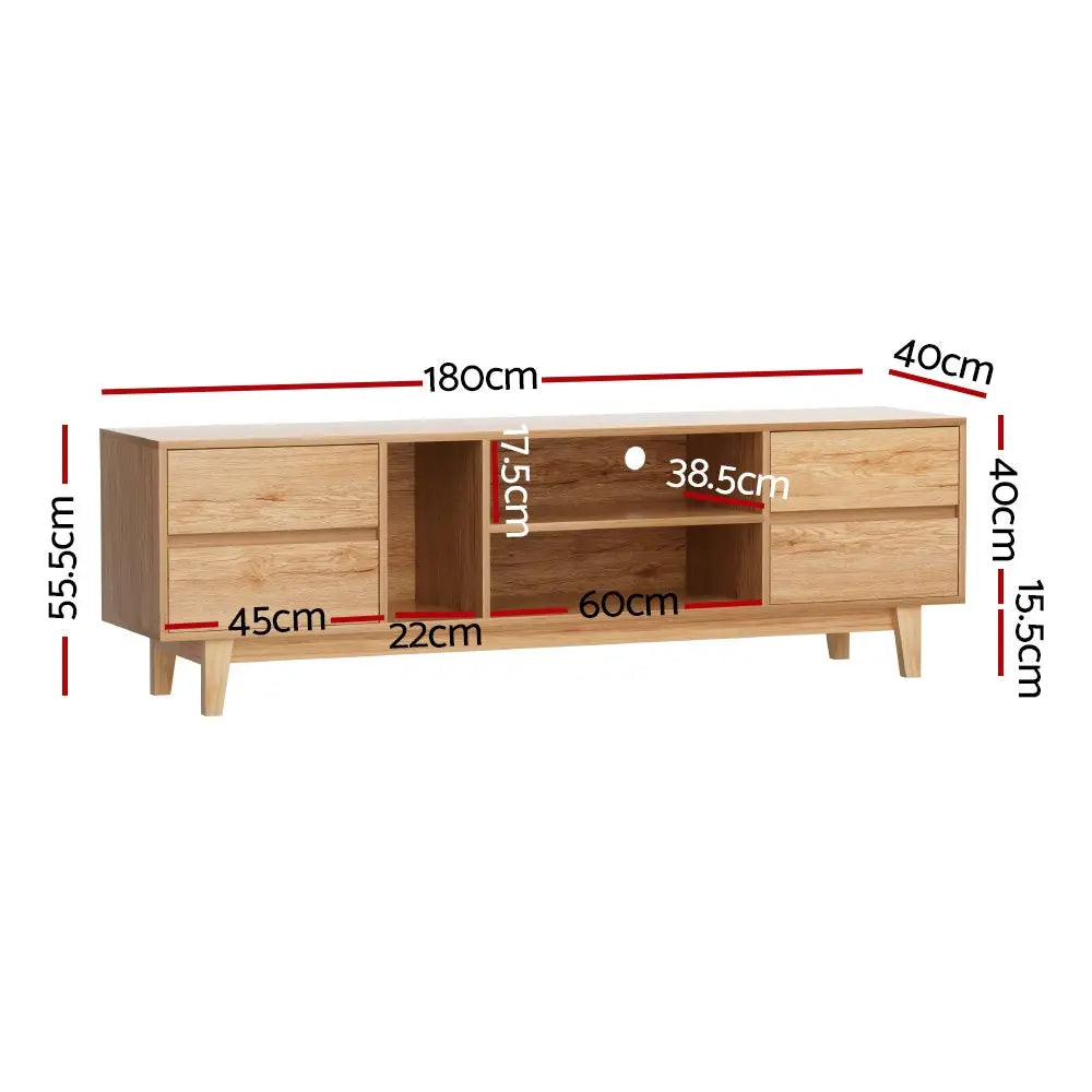 Entertainment Unit Stand Tv Cabinet Storage Drawer Shelf 180cm Wooden