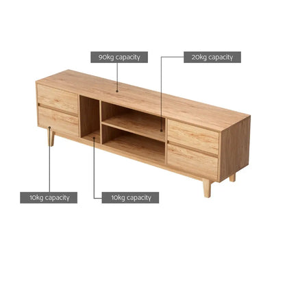 Entertainment Unit Stand Tv Cabinet Storage Drawer Shelf 180cm Wooden