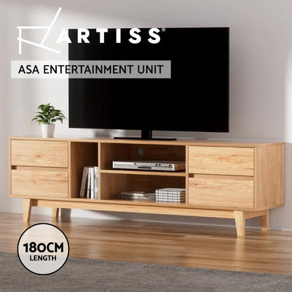 Entertainment Unit Stand Tv Cabinet Storage Drawer Shelf 180cm Wooden