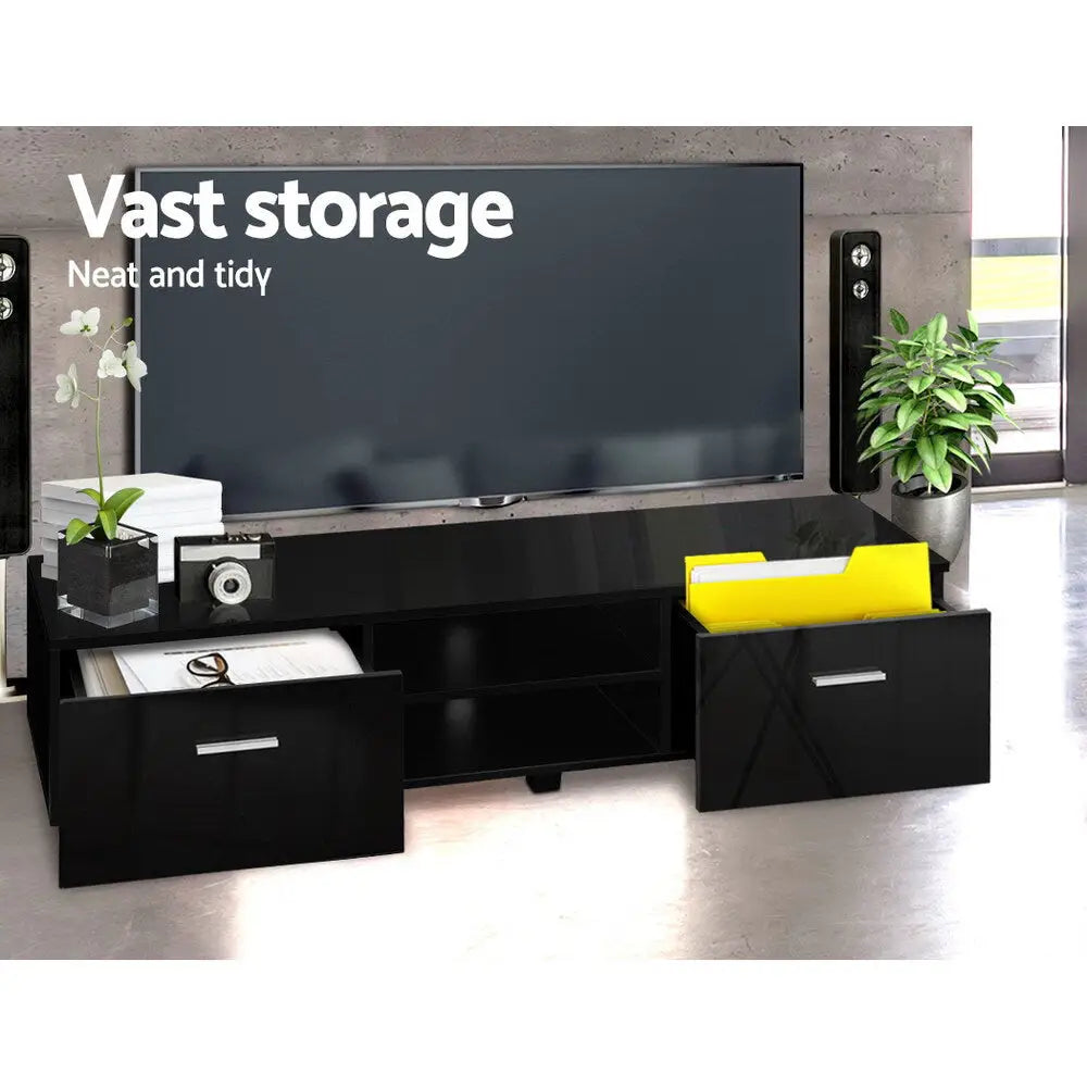 Entertainment Unit Tv Cabinet 140cm Black Jim