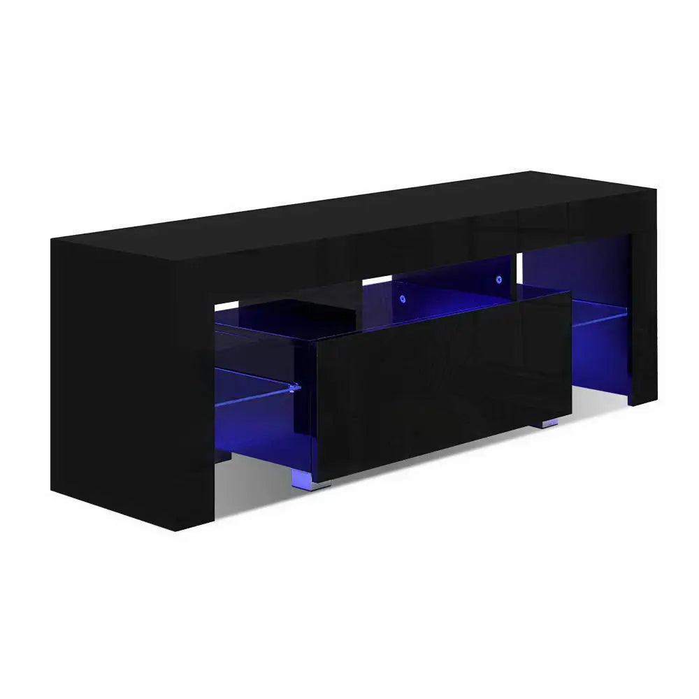 Entertainment Unit Tv Cabinet Led 130cm Black Elo