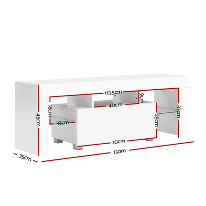 Entertainment Unit Tv Cabinet Led 130cm White Elo