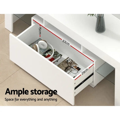 Entertainment Unit Tv Cabinet Led 130cm White Elo