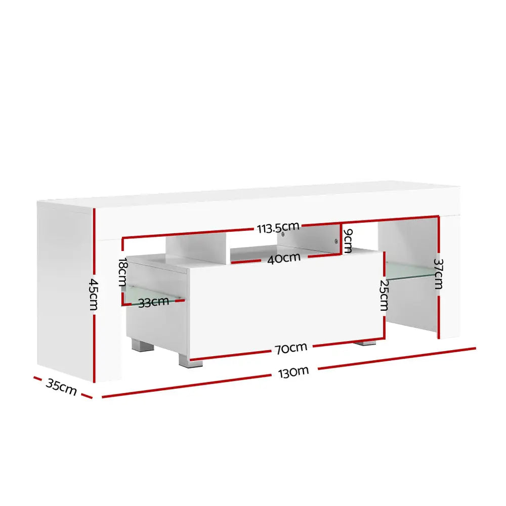 Entertainment Unit Tv Cabinet Led 130cm White Elo