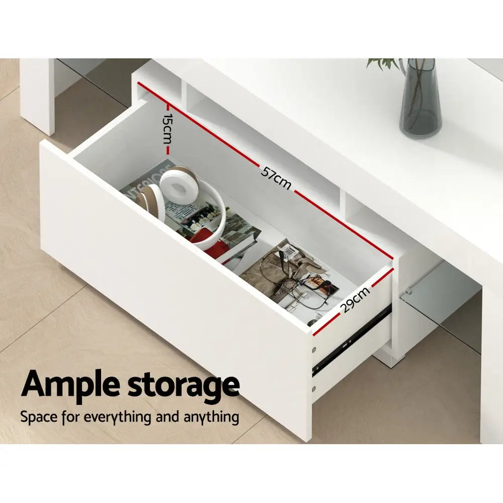 Entertainment Unit Tv Cabinet Led 130cm White Elo