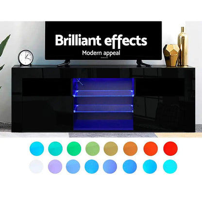 Entertainment Unit Tv Cabinet Led 160cm Black Bobi