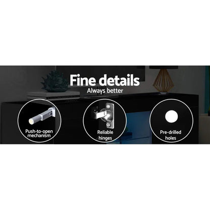 Entertainment Unit Tv Cabinet Led 160cm Black Bobi