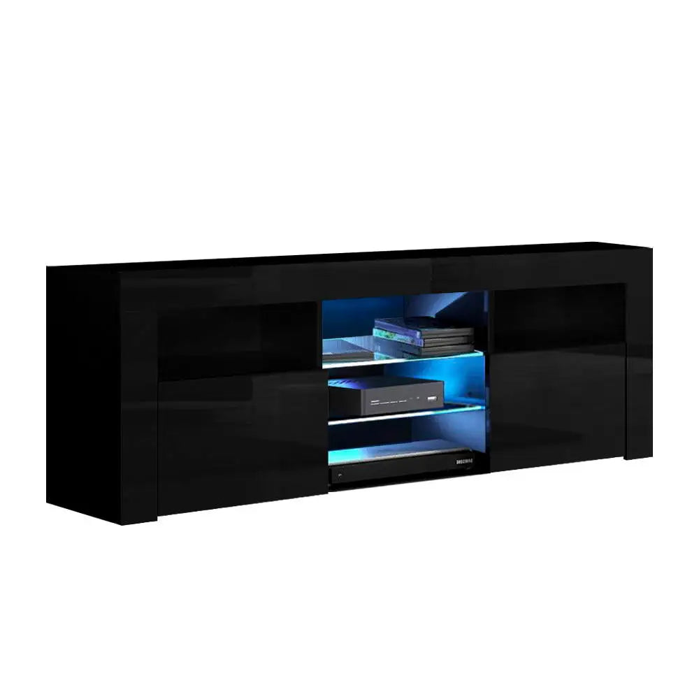 Entertainment Unit Tv Cabinet Led 160cm Black Bobi