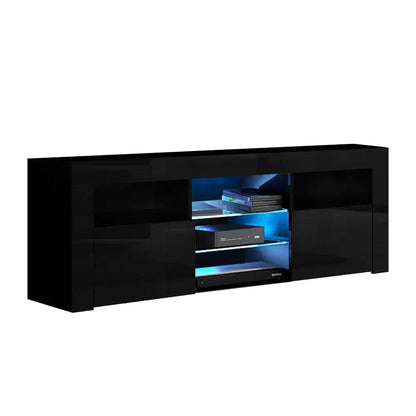 Entertainment Unit Tv Cabinet Led 160cm Black Bobi
