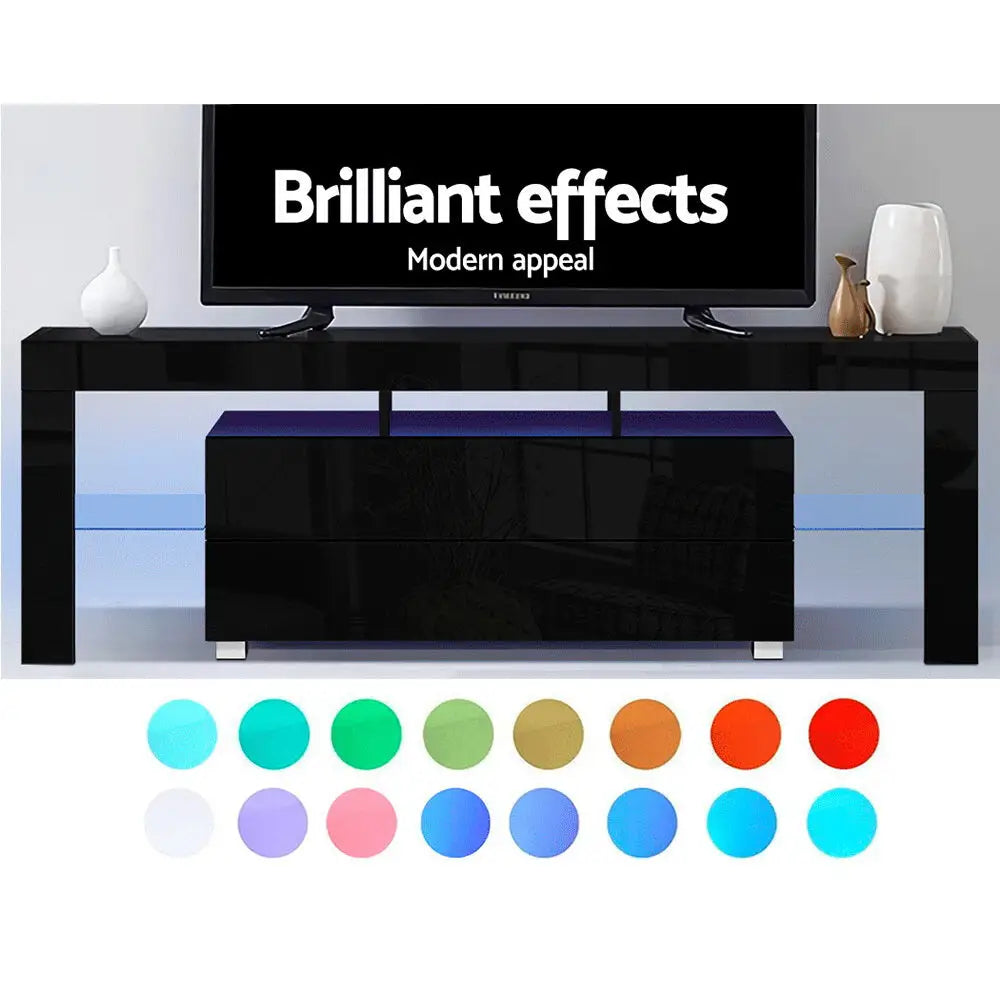 Entertainment Unit Tv Cabinet Led 160cm Black Elo
