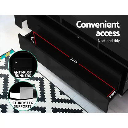Entertainment Unit Tv Cabinet Led 160cm Black Elo