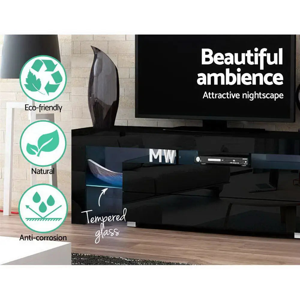 Entertainment Unit Tv Cabinet Led 160cm Black Elo