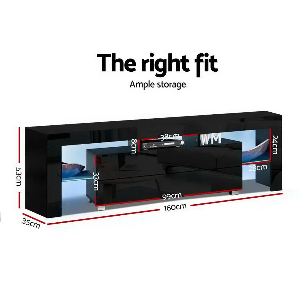 Entertainment Unit Tv Cabinet Led 160cm Black Elo