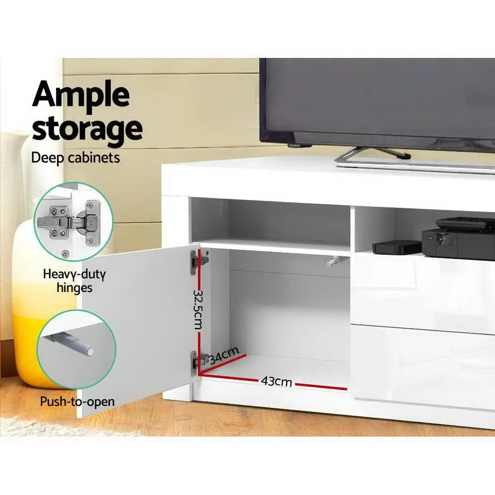 Entertainment Unit Tv Cabinet Led 160cm White Anna