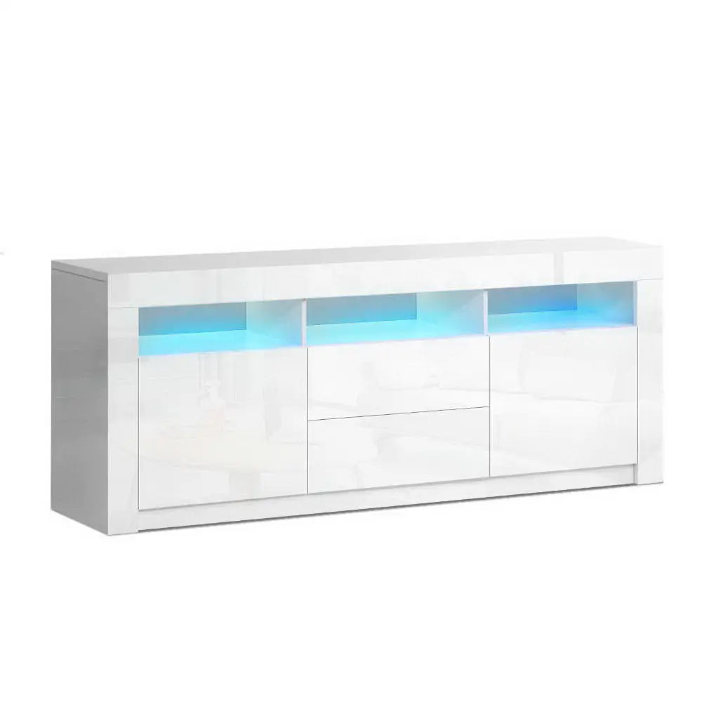Entertainment Unit Tv Cabinet Led 160cm White Anna