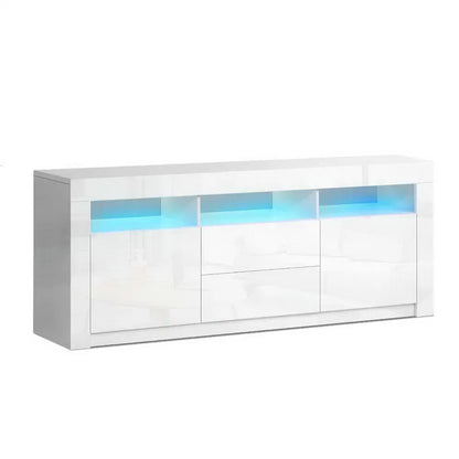 Entertainment Unit Tv Cabinet Led 160cm White Anna