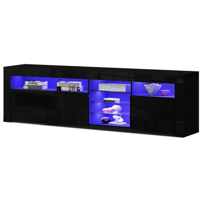 Entertainment Unit Tv Cabinet Led 180cm Black Bobi
