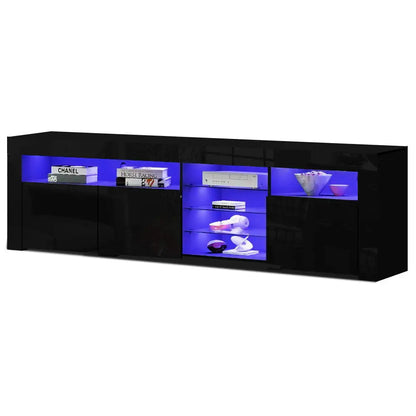 Entertainment Unit Tv Cabinet Led 180cm Black Bobi